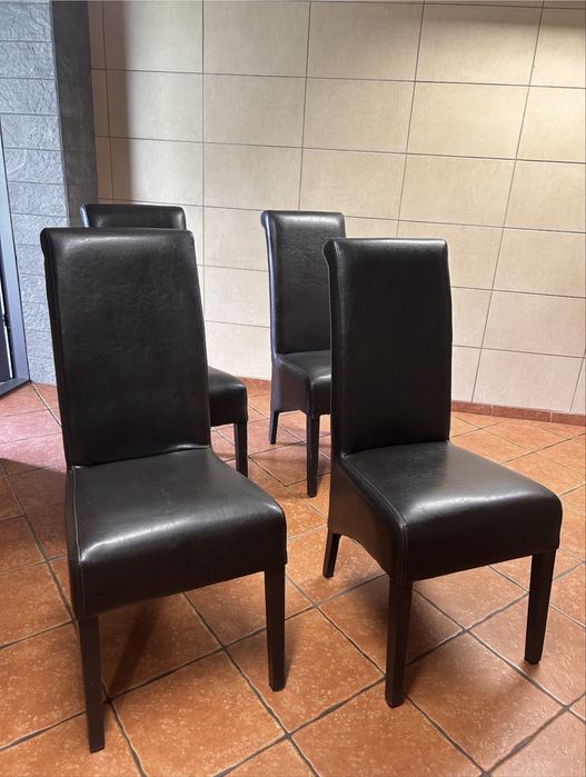 Skórzane eleganckie krzesła Komplet 4 szt