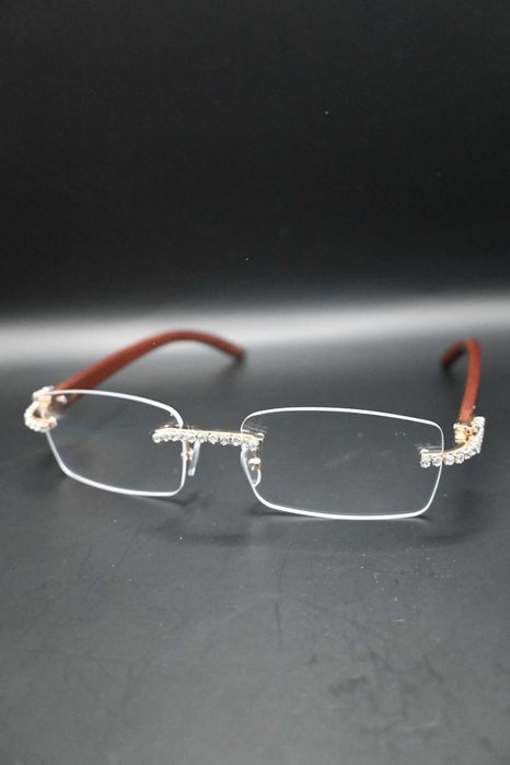 Srebrne Eleganckie Okulary Kwadratowe Z Diamencikami