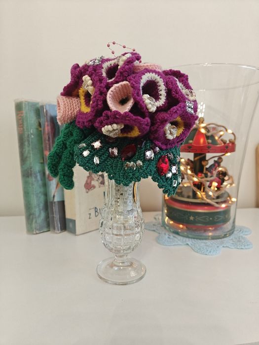 Bukiet szydełkowy, handmade, Grandma style design, dekoracja