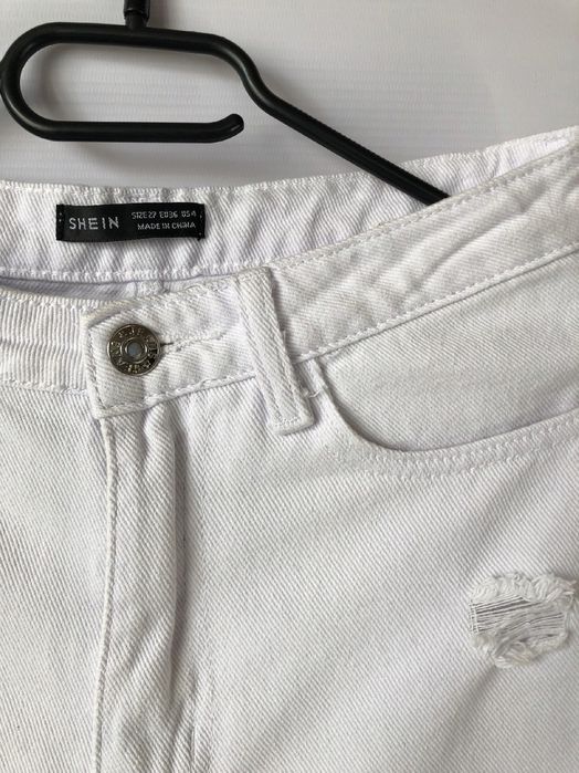 Shein Jeansy Mom Białe Z Dziurami 36 S