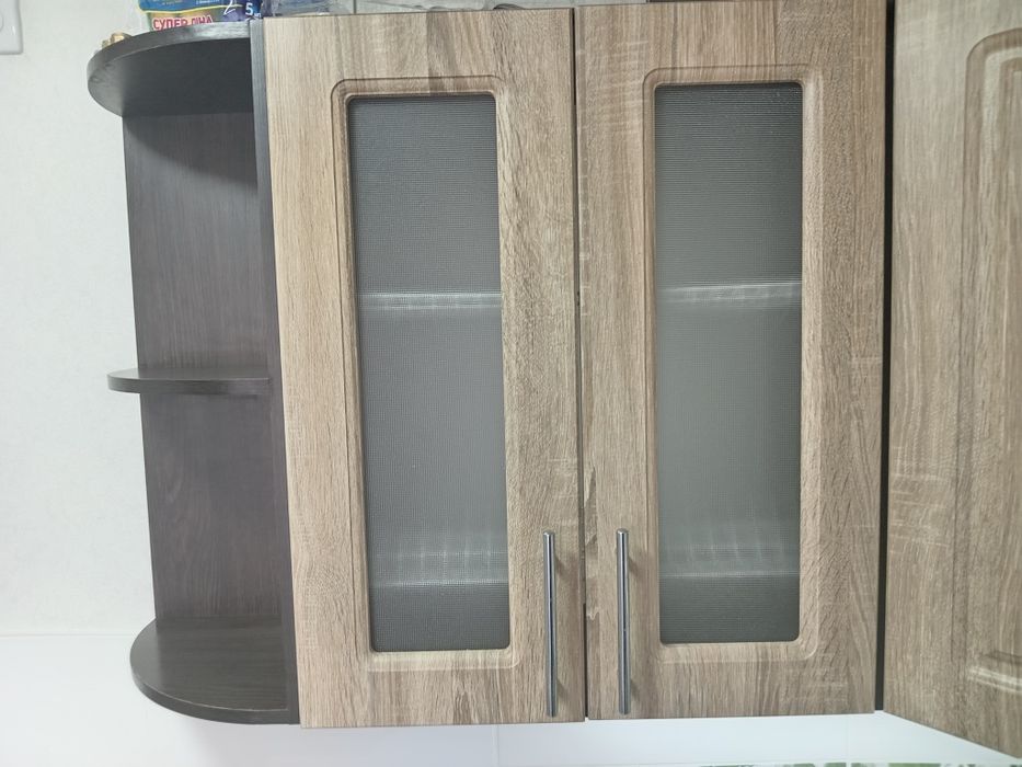 Кухонна кутова навісна шафа+шафа для посуду+кутова поличка