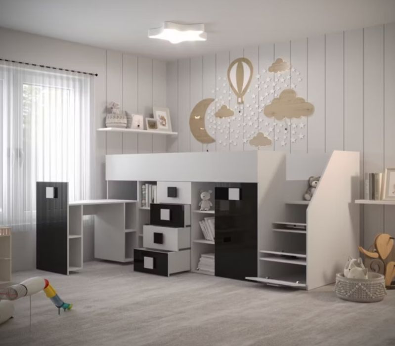 Łóżko piętrowe z biurkiem