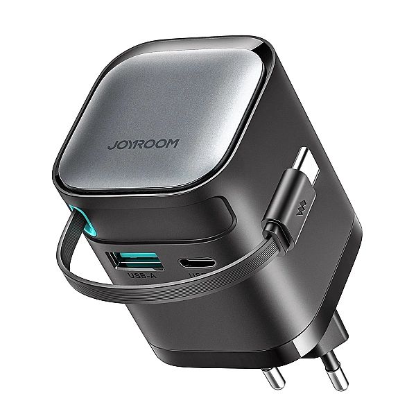 Ładowarka GaN Joyroom JR-TCL02/65W USB-A USB-C z wbudowanym kablem USB