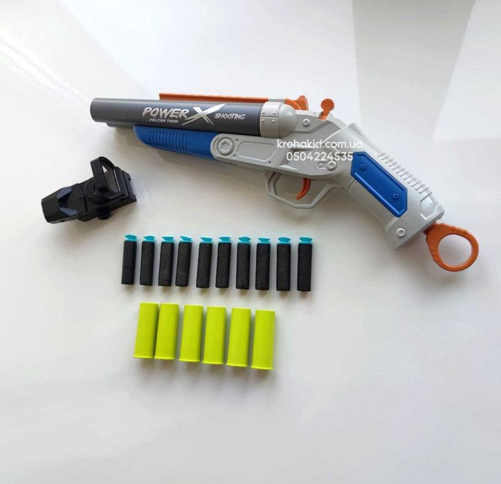 Дитяча двоствольна рушниця на м'яких кулях з гільзами Дробовик 38 см