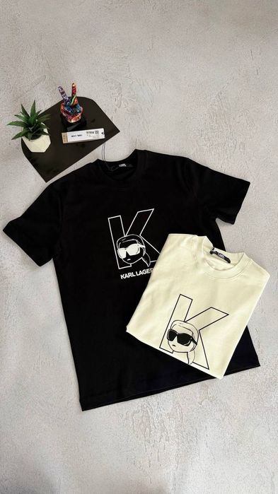 Чоловіча мужская футболка  KARL LAGERFELD  Black White