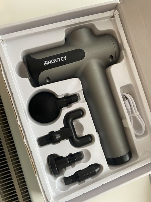 Масажер пістолетний/USB зарядка/Низький рівень шуму/4 насадки/Потужний