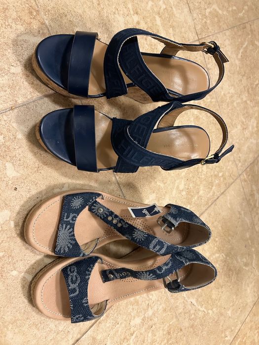 Sandały damskie 2 pary Tommy Hilfiger na wysokim koturnie