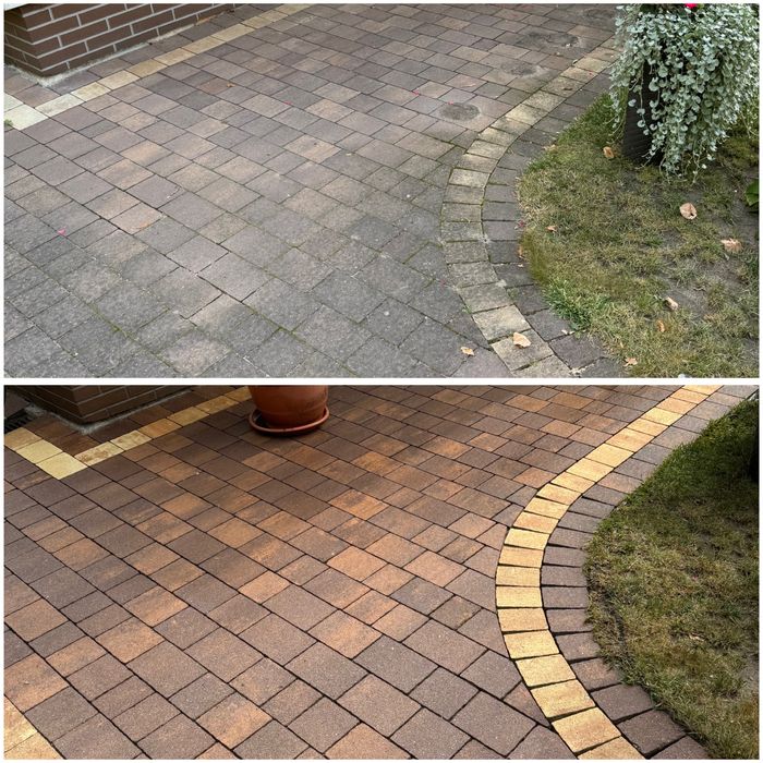 Mycie czyszczenie kostki brukowej elewacji i dachu  ogrodzeń