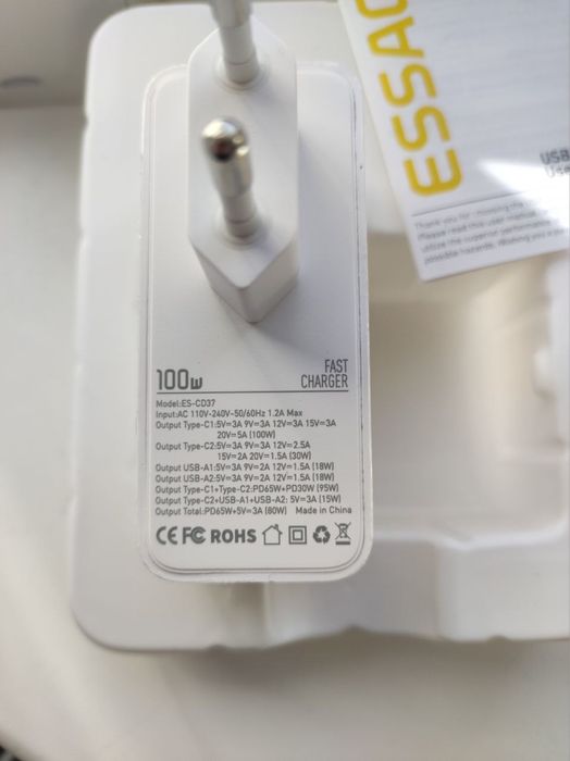 ‼️100w gan pd зарядний  ESSAGER Asometec