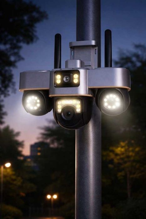 ZESTAW trzy obiektywowa kamera obrotowa zewnętrzna IP WiFi ZOOM alarm