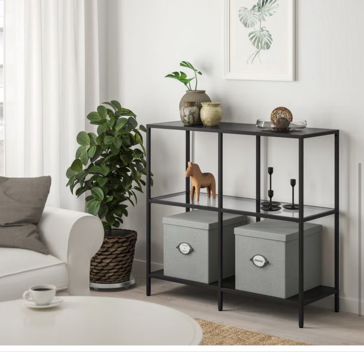 Regał 100x93 cm loft szkło metal