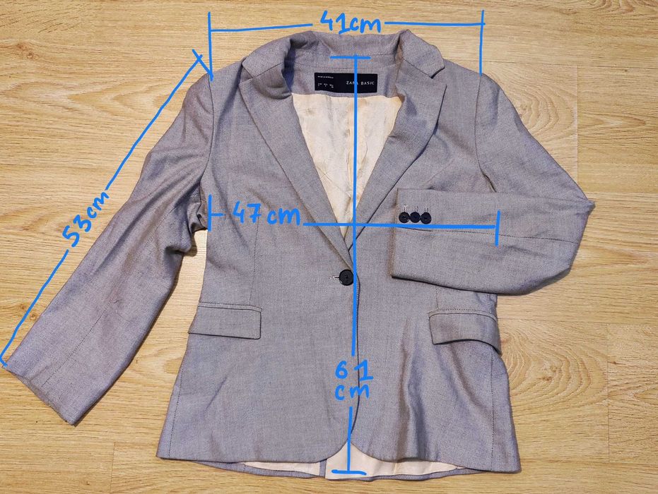 Blazer tipo Twede Cinza e rosa salmão Zara Basic, L / 30