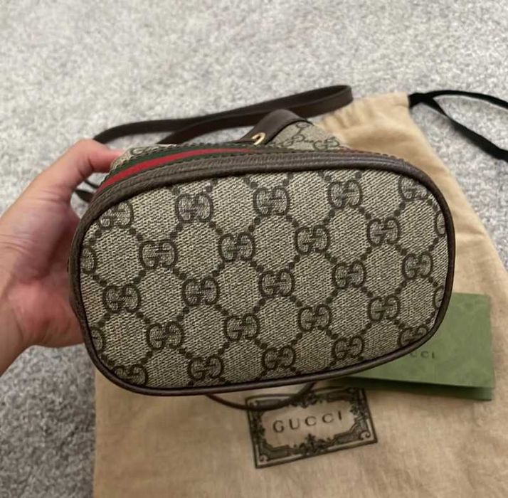 Gucci Ophidia Bucket Bag GG Supreme Mini BeigeEbony