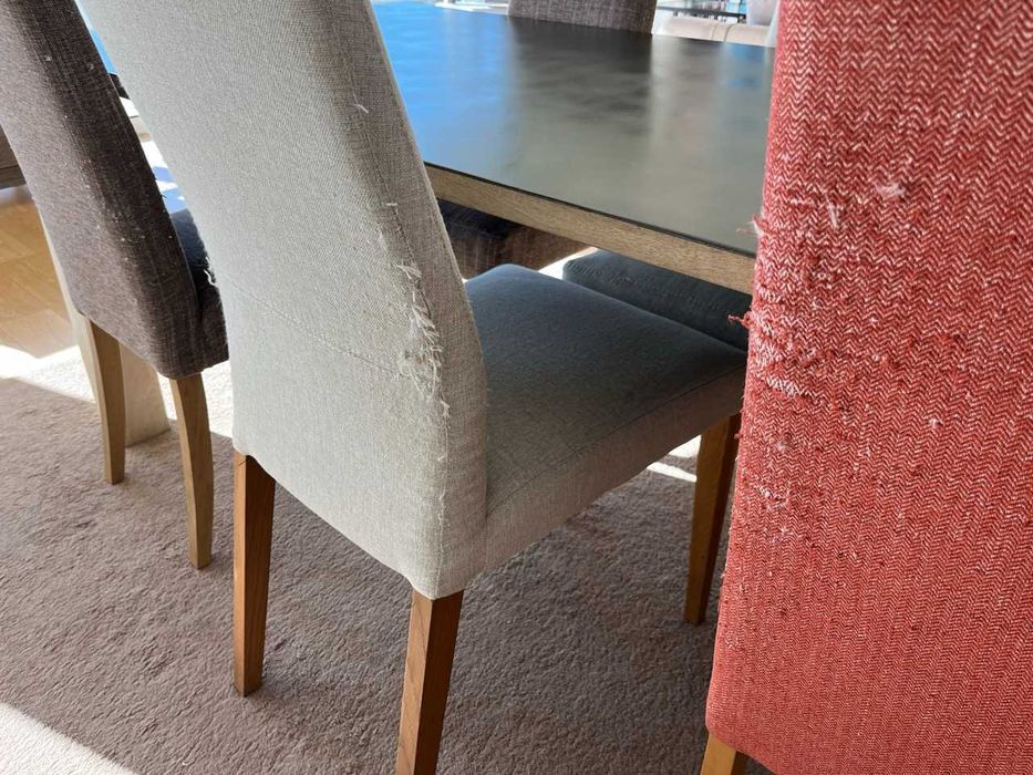Dining Table + 6 Mixed-Colour Chairs