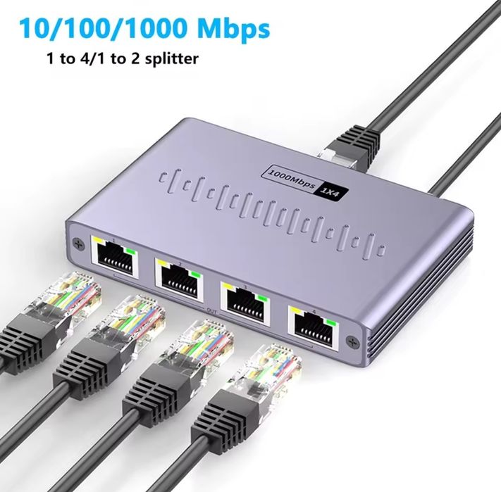 RJ45 Spliter de 4 portas 1000Mbps