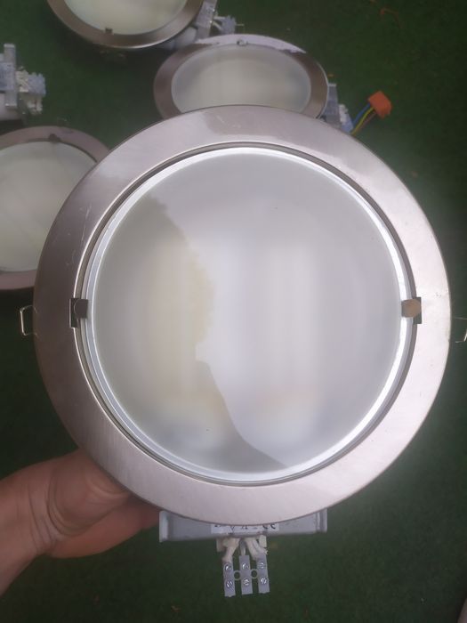 6 x duża okrągła lampa sufitowa wpuszczana srebra średnica 23cm Lexman