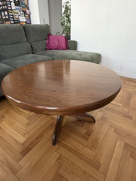 Dębowy drewniany rozkladany stolik kawowy