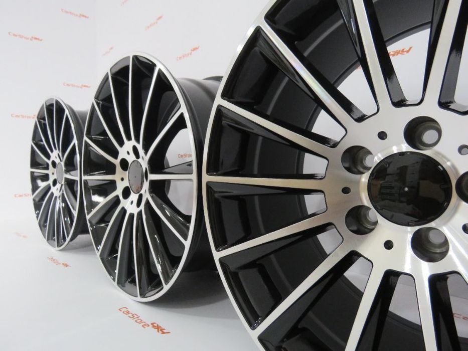 Jantes Look Mercedes Turbine 19 8 et 40 + 9 et45 5x112 Preto + polido