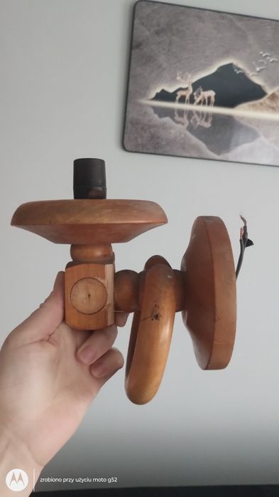 Drewniany kinkiet lampa prl vintage