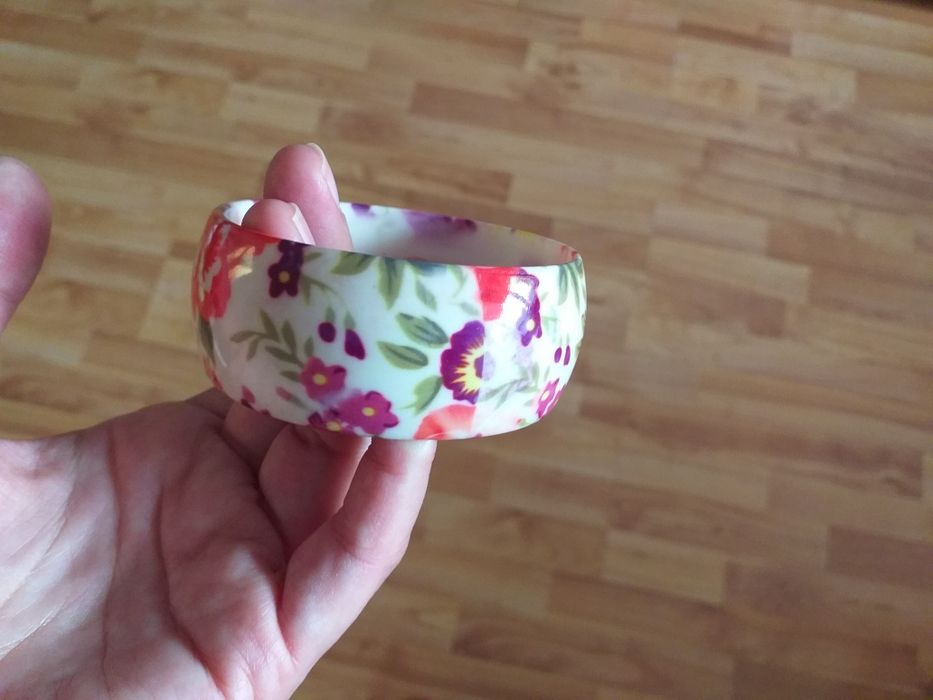 Szeroka bransoletka w kwiaty etno boho retro true vintage