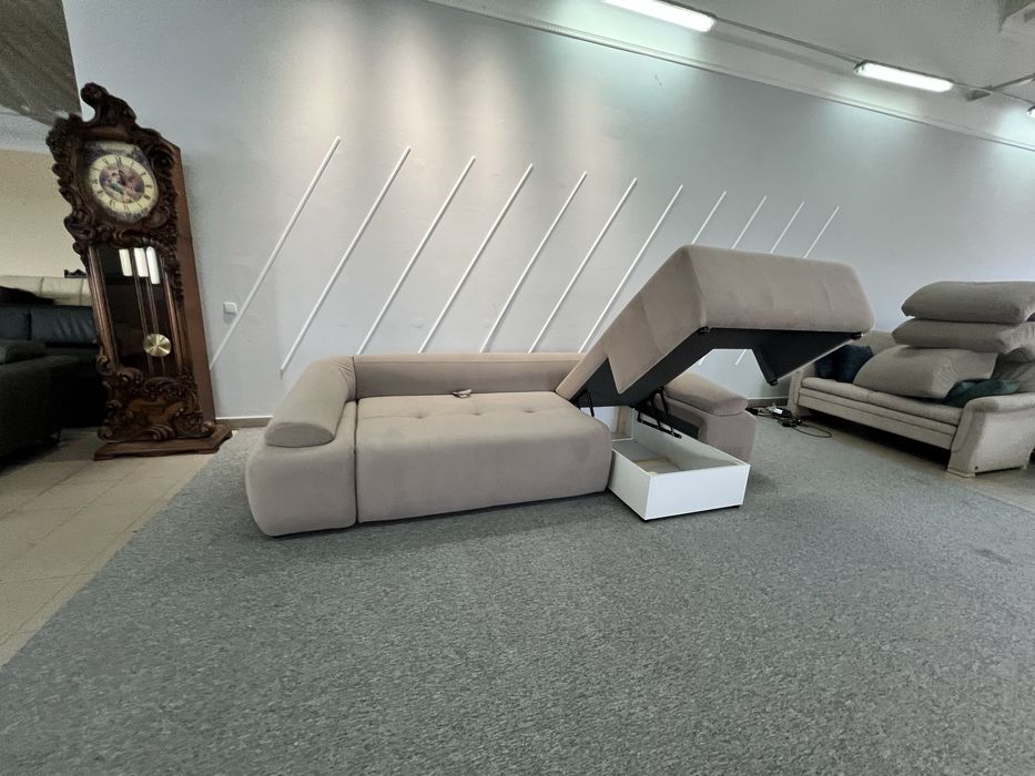 Новий кутовий розкладний диван велюр з нішею