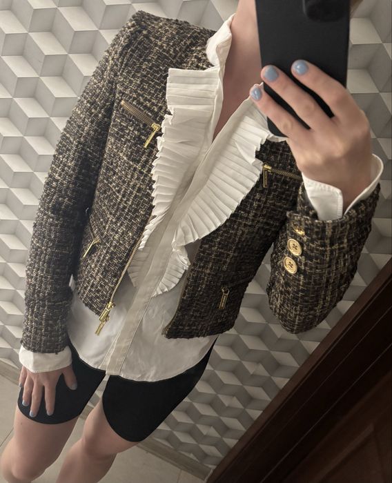 Чорно-золотий твідовий піджак Michael Cors, розмір 0