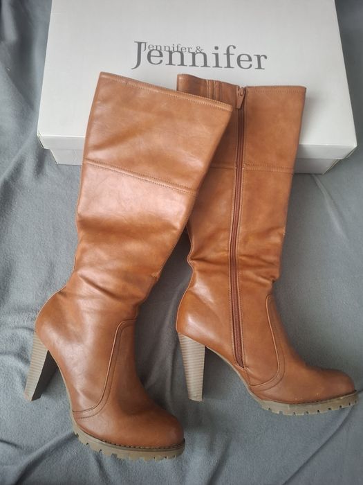 Jennifer & Jennifer długie buty kozaki na obcasie r. 41 brązowe