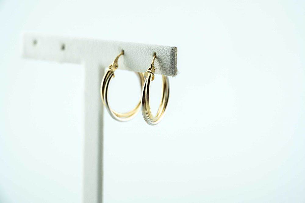 Wspaniałe złote kolczyki kółeczka koła z łączonego złota 585 19mm