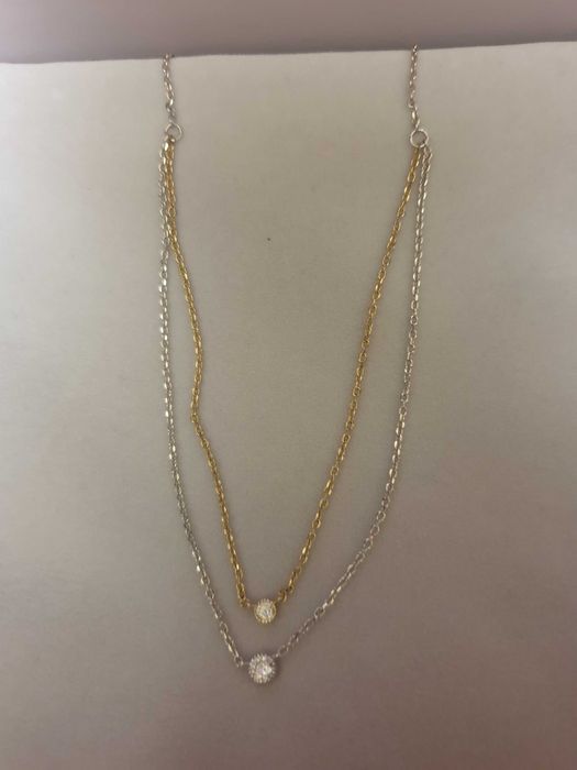 Naszyjnik celebrytka srebrna z cyrkoniami