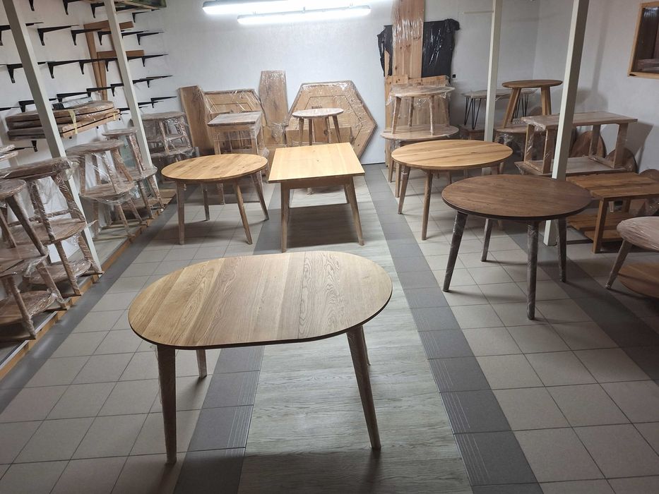 Stół dębowy rozkładany fi 90  (na magazynie)