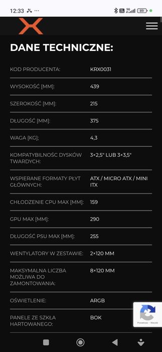 Obudowa do komputera Krux Astral ARGB