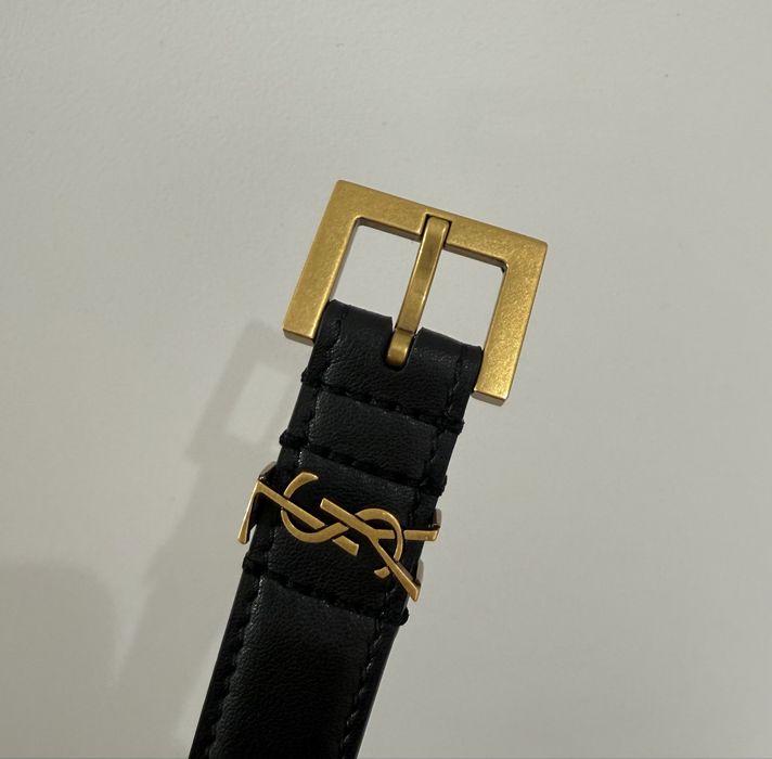Шкіряний ремінь YSL Saint Laurent Ів Сен Лоран Ив Сен Лоран чорний