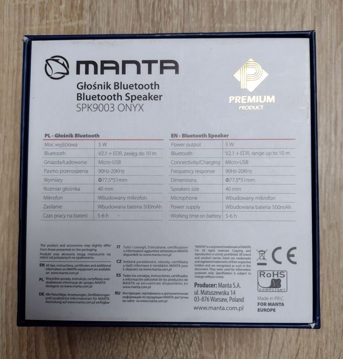 Głośnik bluetooth Manta SPK9003