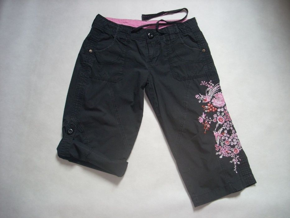 DENIM CO Spodnie 3/4 Bojówki Haftowane 38 M