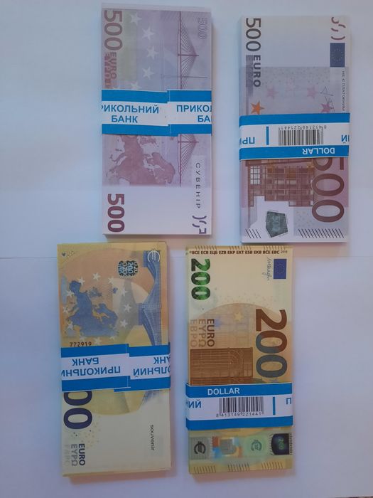 Сувенирные деньги 50 евро, 100 евро, 500 евро, 200 евро
