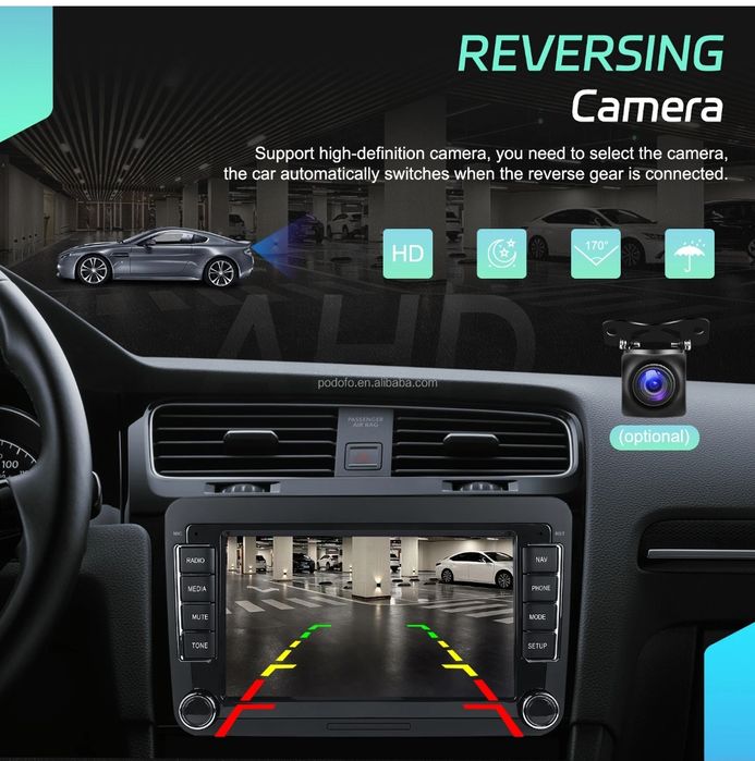 Rádio Android 15 7" VW/Seat/Skoda 6/128GB CarPlay/Auto S/Fios Wi-Fi BT