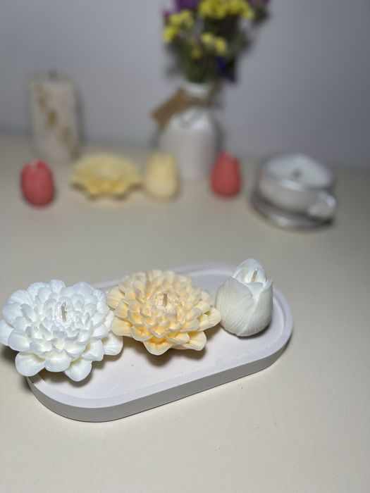 Соєва свічка, аромасвічки, квіти із соєвого воску, подарункові набори