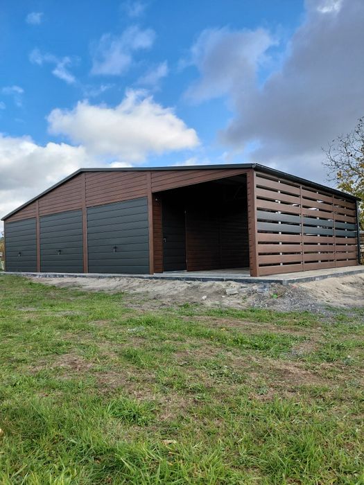 Garaż blaszany blaszak drewnopodobny nowoczesny