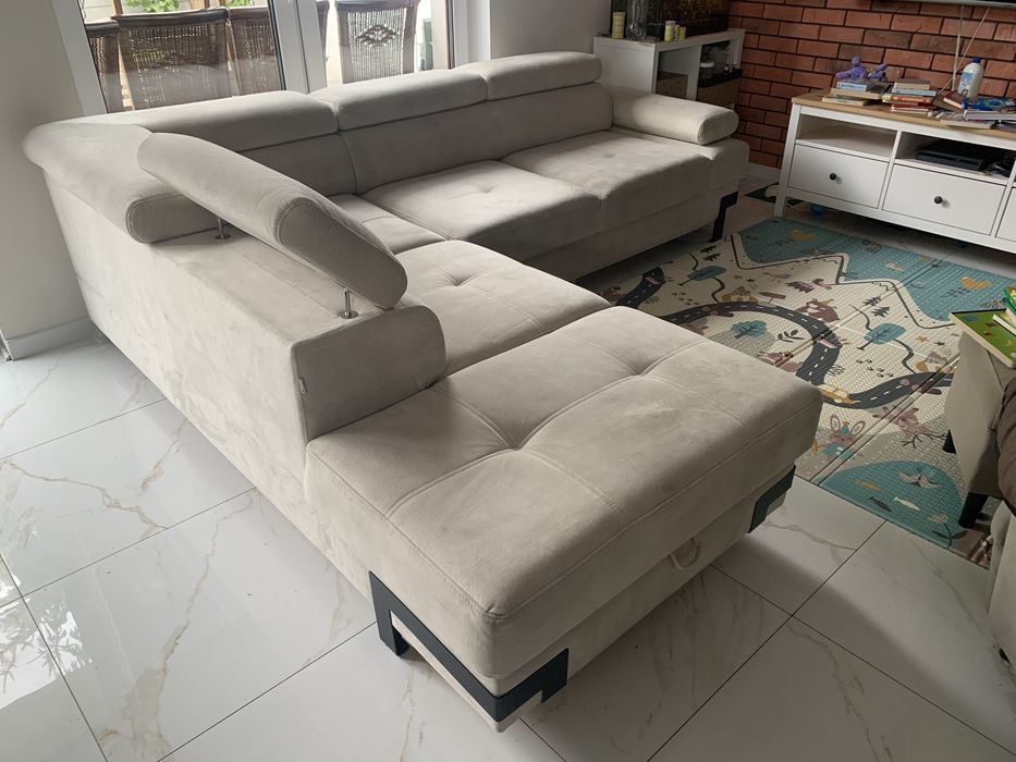 Narożnik EMPORIO L NEW rozkładany ecru jasny