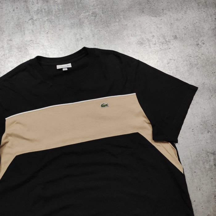 MĘSKA Koszulka Bawełna PREMIUM Czarna Elegancka Haft Logo Lacoste