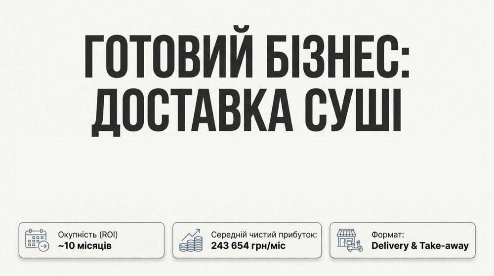 Продається Мережа Доставки Суші — Чистий прибуток 243,654 грн/міс
