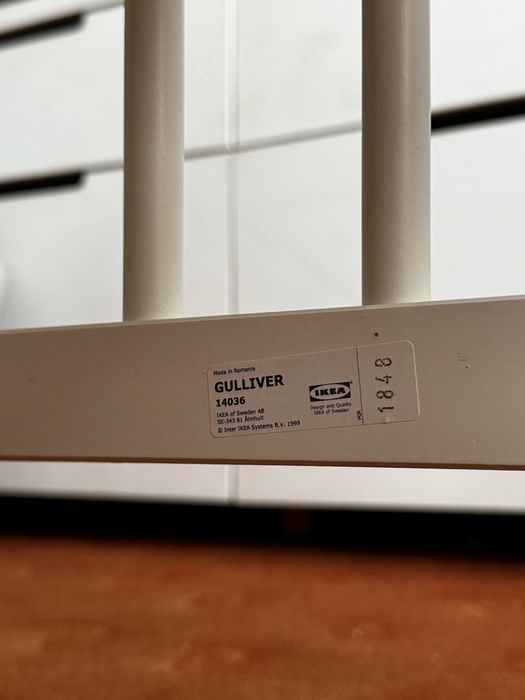 Łóżeczko niemowlęce ikea gulliver 120x60 białe z materacem