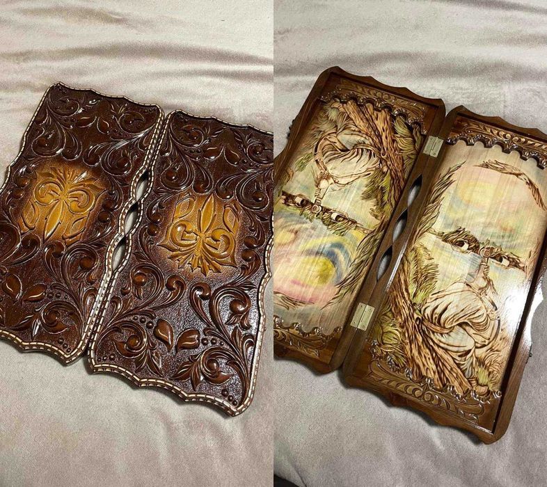 Шахи та нарди 3 в 1 із натурального дерева ігрові