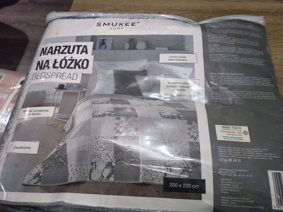 Narzuta na łóżko 200x220cm Dwustronna