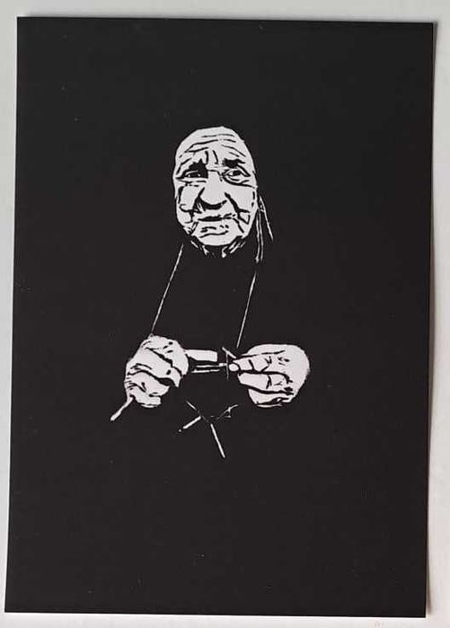 Print mulher de Soajo tradições Portugal reprodução xilogravura arte