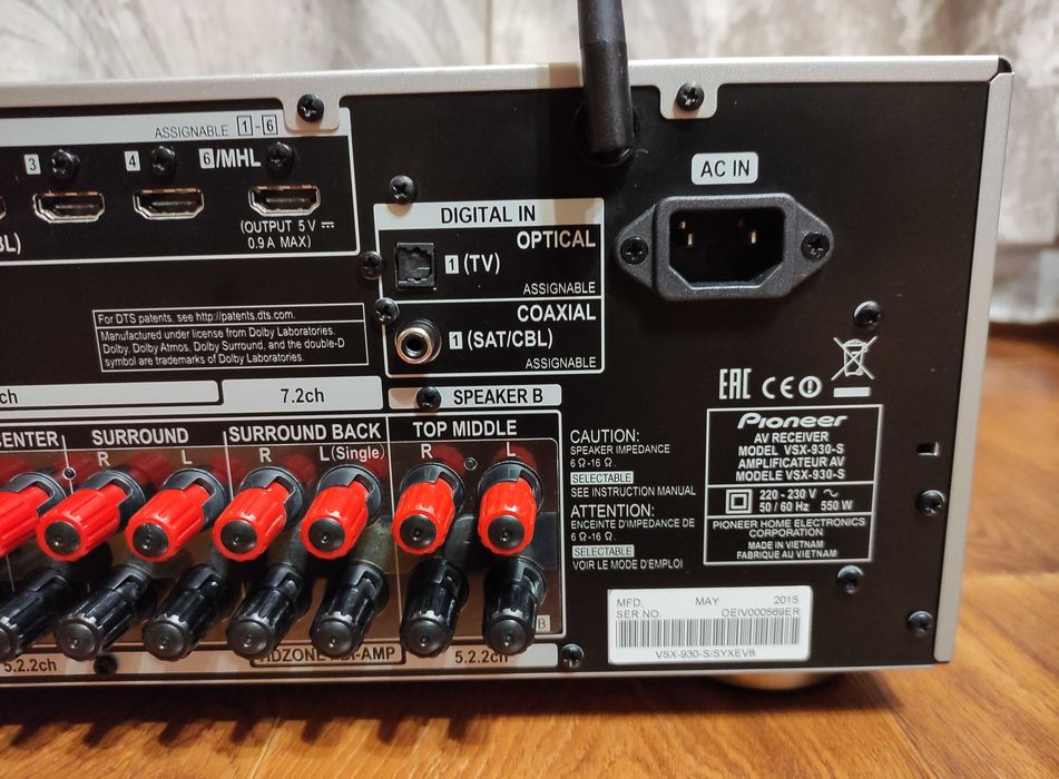 AV ресивер Pioneer VSX-930-S 7x150,7.2 .WiFi, Bluetooth ,4K AirPlay Flac Made in Vietnam