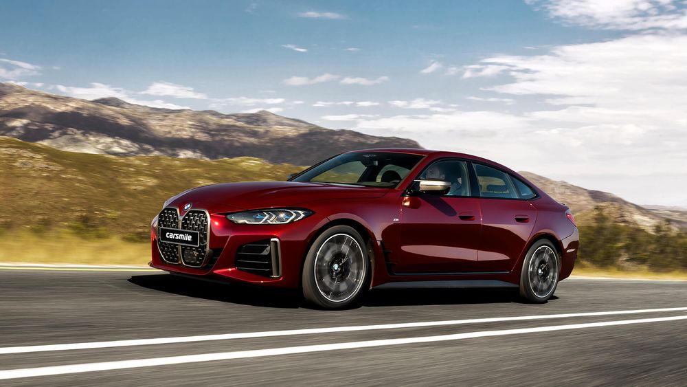 BMW Seria 4 Sedan czerwony z lewej strony podczas jazdy