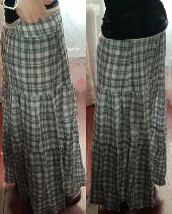 Довга спідниця у клітинку юбка у клітинкуз легкої тканини