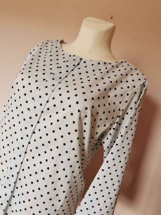 Bluzka koszula w print serca serduszka elegancka biała 46 48 3XL 4XL