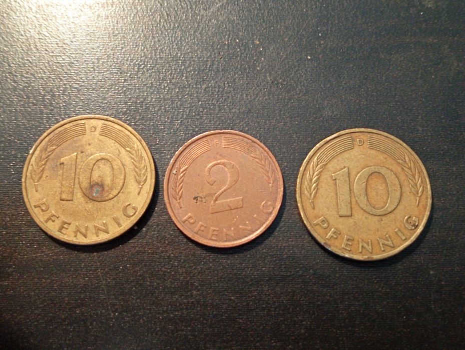 3 moedas 2 e 10 Pfennig Alemanha - Germany	1971. 1981, 1979 - Belas*